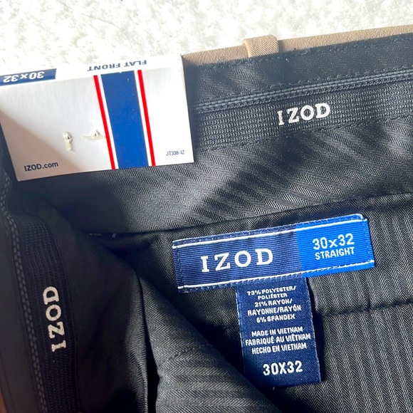 IZOD Mens Performance Stretch Straight Dress Pants (khaki, 30W x 32L) - Picture 3 of 7